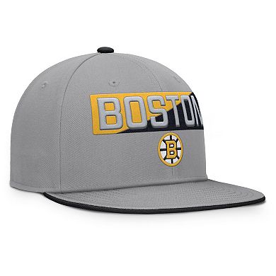 Men's Fanatics Gray Boston Bruins Fundamentals Duo Split Logo Snapback Hat