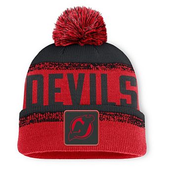 Men's Fanatics Red/Black New Jersey Devils Fundamentals Thrive Cuffed Knit Hat with Pom