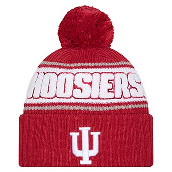 Men's New Era Crimson Indiana Hoosiers Bold Cuffed Knit Hat with Pom