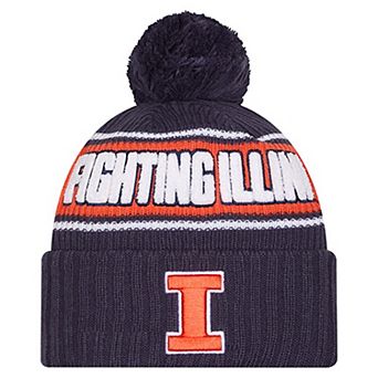 Men's New Era Navy Illinois Fighting Illini Bold Cuffed Knit Hat with Pom