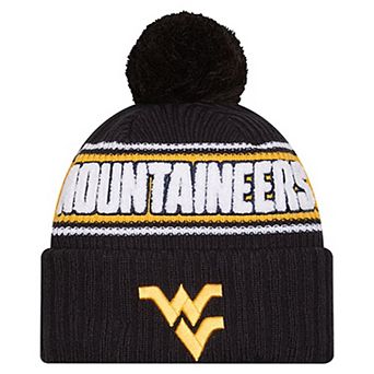 Men's New Era Black West Virginia Mountaineers Bold Cuffed Knit Hat with Pom