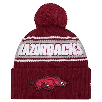 Men's New Era Cardinal Arkansas Razorbacks Bold Cuffed Knit Hat with Pom