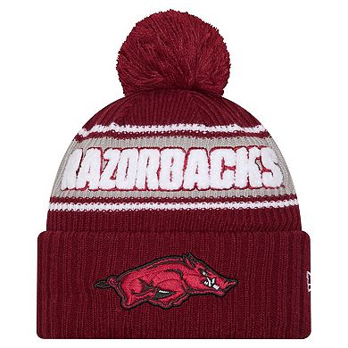 Men's New Era Cardinal Arkansas Razorbacks Bold Cuffed Knit Hat with Pom