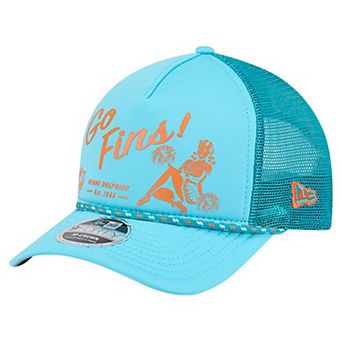Men's New Era Aqua Miami Dolphins Gas Station 9FORTY A-Frame M-Crown Adjustable Trucker Hat
