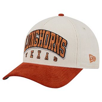 Men's New Era Texas Orange/Cream Texas Longhorns Arch Two-Tone Corduroy 9FORTY A-Frame Adjustable Hat