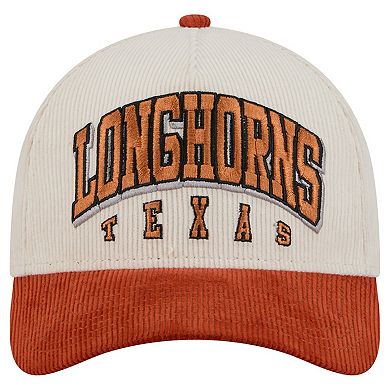 Men's New Era Texas Orange/Cream Texas Longhorns Arch Two-Tone Corduroy 9FORTY A-Frame Adjustable Hat