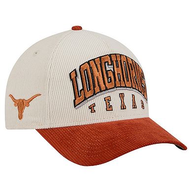 Men's New Era Texas Orange/Cream Texas Longhorns Arch Two-Tone Corduroy 9FORTY A-Frame Adjustable Hat