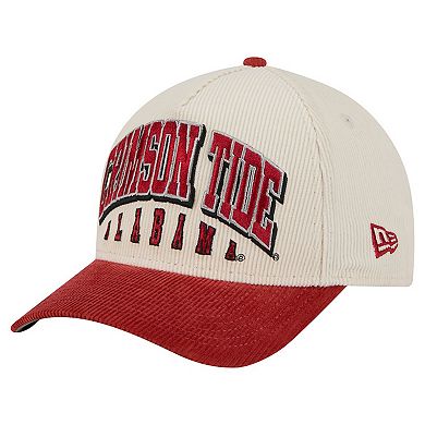 Men's New Era Crimson/Cream Alabama Crimson Tide Arch Two-Tone Corduroy 9FORTY A-Frame Adjustable Hat