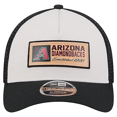 Men's New Era Stone/Black Arizona Diamondbacks Text A-Frame Trucker 9FORTY Hat
