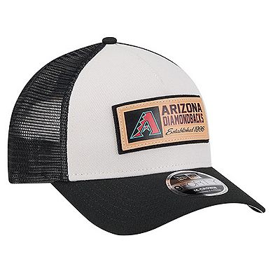 Men's New Era Stone/Black Arizona Diamondbacks Text A-Frame Trucker 9FORTY Hat