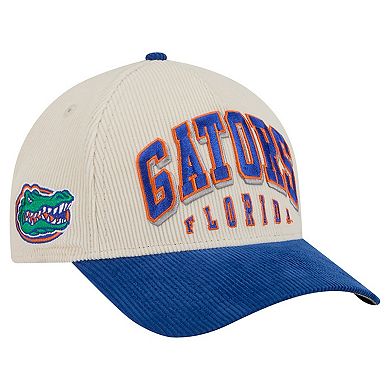 Men's New Era Royal/Cream Florida Gators Arch Two-Tone Corduroy 9FORTY A-Frame Adjustable Hat