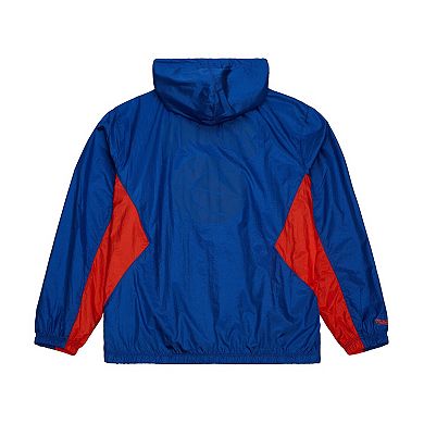 Men's Mitchell & Ness Blue New York Knicks Playmaker Full-Zip Hooded Windbreaker Jacket