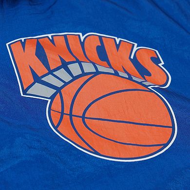 Men's Mitchell & Ness Blue New York Knicks Playmaker Full-Zip Hooded Windbreaker Jacket