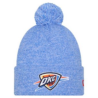 Men's New Era Blue Oklahoma City Thunder Marled Cuffed Knit Hat with Pom