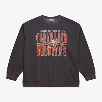 Men's Mitchell & Ness Black Cleveland Browns Downtown Crew Vintage Logo Sweatshirt