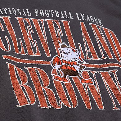 Men's Mitchell & Ness Black Cleveland Browns Downtown Crew Vintage Logo Sweatshirt