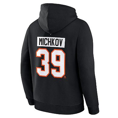 Men's Fanatics Matvei Michkov Black Philadelphia Flyers Authentic Stack Name & Number Hoodie