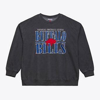 Men's Mitchell & Ness Black Buffalo Bills Downtown Crew Vintage Logo Sweatshirt