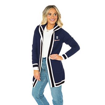 Women's Gameday Couture Navy Syracuse Orange Tri-Blend Rounded Stripe Cardigan