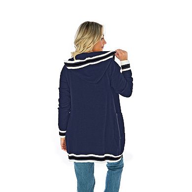 Women's Gameday Couture Navy Syracuse Orange Tri-Blend Rounded Stripe Cardigan