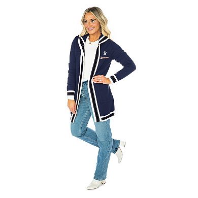 Women's Gameday Couture Navy Syracuse Orange Tri-Blend Rounded Stripe Cardigan