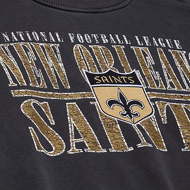 Men's Mitchell & Ness Black New Orleans Saints Downtown Crew Vintage Logo Sweatshirt