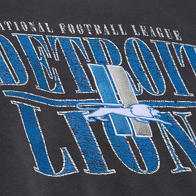 Men's Mitchell & Ness Black Detroit Lions Downtown Crew Vintage Logo Sweatshirt