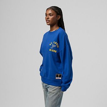 Women's Mitchell & Ness Blue St. Louis Blues Vintage Crewneck Sweatshirt