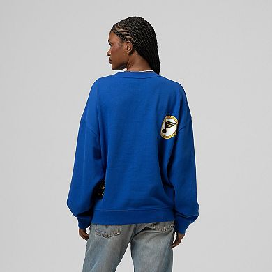 Women's Mitchell & Ness Blue St. Louis Blues Vintage Crewneck Sweatshirt