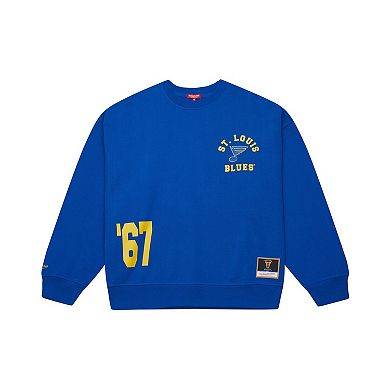 Women's Mitchell & Ness Blue St. Louis Blues Vintage Crewneck Sweatshirt