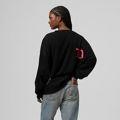 Women's Mitchell & Ness Black Detroit Red Wings Vintage Crewneck Sweatshirt