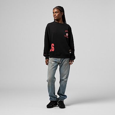 Women's Mitchell & Ness Black Detroit Red Wings Vintage Crewneck Sweatshirt