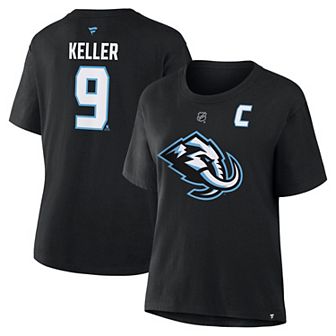 Women's Fanatics Clayton Keller Black Utah Mammoth Authentic Stack Name & Number T-Shirt