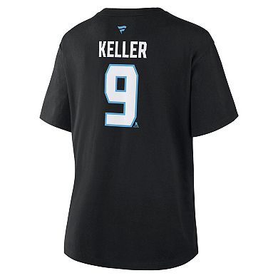 Women's Fanatics Clayton Keller Black Utah Mammoth Authentic Stack Name & Number T-Shirt