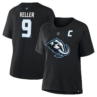 Women's Fanatics Clayton Keller Black Utah Mammoth Authentic Stack Name & Number T-Shirt