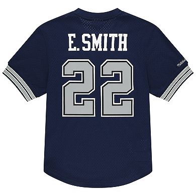 Men's Mitchell & Ness Emmitt Smith Navy Dallas Cowboys Retired Player Name & Number Mesh T-Shirt