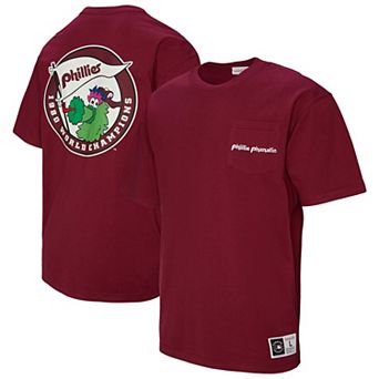 Men's Mitchell & Ness Burgundy Philadelphia Phillies Double Hit Mascot Pocket T-Shirt