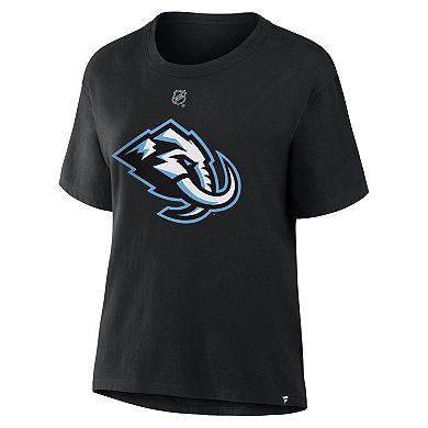 Women's Fanatics Logan Cooley Black Utah Mammoth Authentic Stack Name & Number T-Shirt