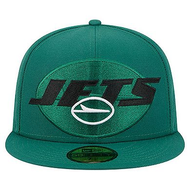 Men's New Era Green New York Jets Overlap Wordmark 59FIFTY Fitted Hat