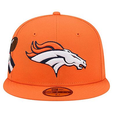 Men's New Era Orange Denver Broncos Group Chat 59FIFTY Fitted Hat