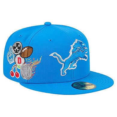 Men's New Era Blue Detroit Lions Group Chat 59FIFTY Fitted Hat