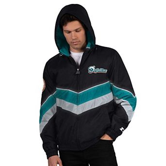 Men's Starter Black Miami Dolphins Thursday Night Gridiron Vintage Logo Full-Zip Hoodie
