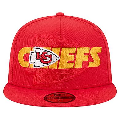 Men's New Era Red Kansas City Chiefs Overlap Wordmark 59FIFTY Fitted Hat
