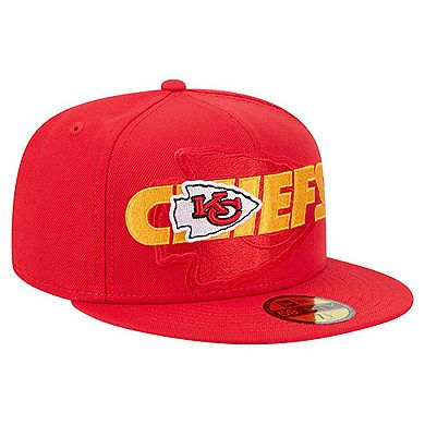 Men's New Era Red Kansas City Chiefs Overlap Wordmark 59FIFTY Fitted Hat