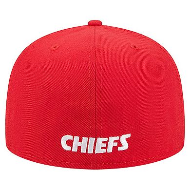 Men's New Era Red Kansas City Chiefs Overlap Wordmark 59FIFTY Fitted Hat