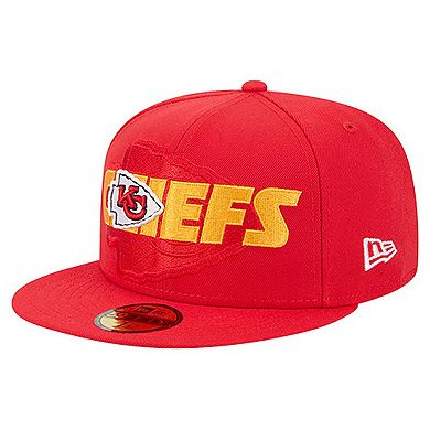 Men's New Era Red Kansas City Chiefs Overlap Wordmark 59FIFTY Fitted Hat