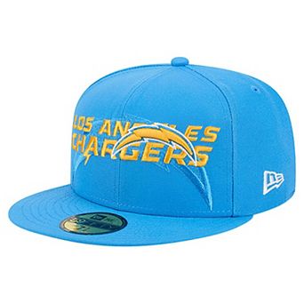 Men's New Era Powder Blue Los Angeles Chargers Overlap Wordmark 59FIFTY Fitted Hat