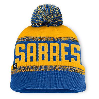 Men's Fanatics Royal/Gold Buffalo Sabres Fundamentals Thrive Cuffed Knit Hat with Pom
