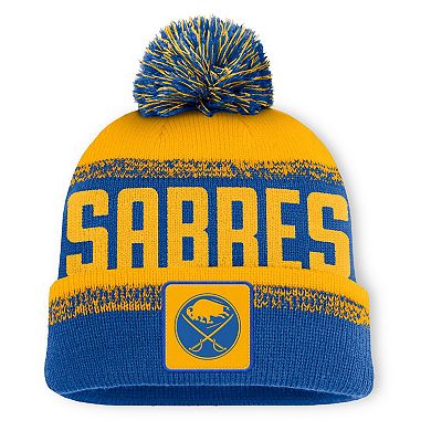 Men's Fanatics Royal/Gold Buffalo Sabres Fundamentals Thrive Cuffed Knit Hat with Pom