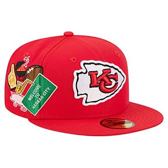 Men's New Era Red Kansas City Chiefs Group Chat 59FIFTY Fitted Hat